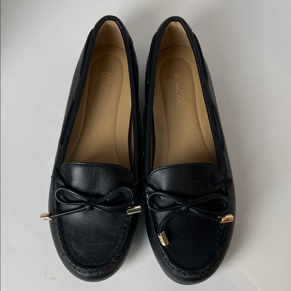 Michael‎ Kors Sutton Black Moccasin Loafers with Gold Accents